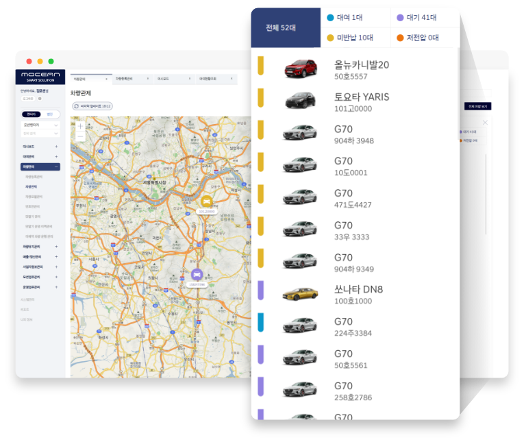 차량별 실시간 차량 위치 관제'